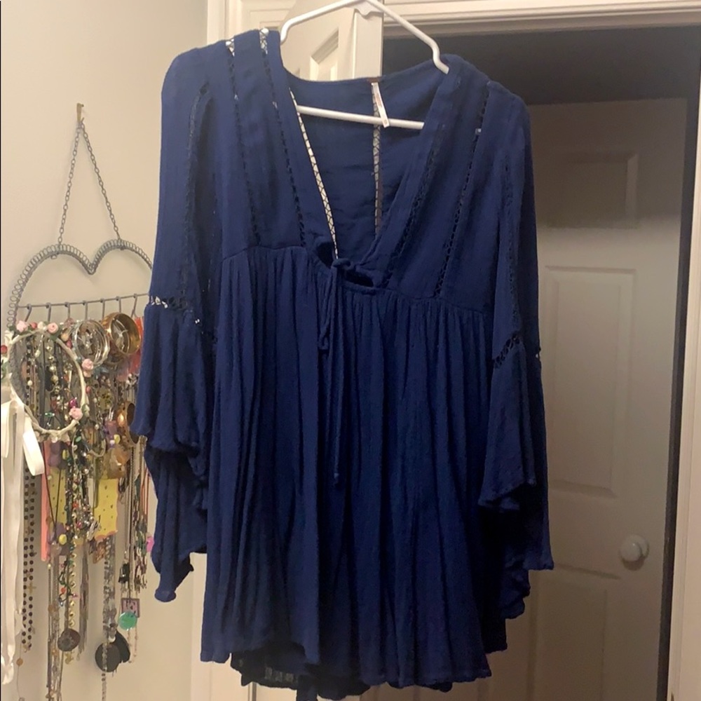 free people blue tunic dress or long shirt